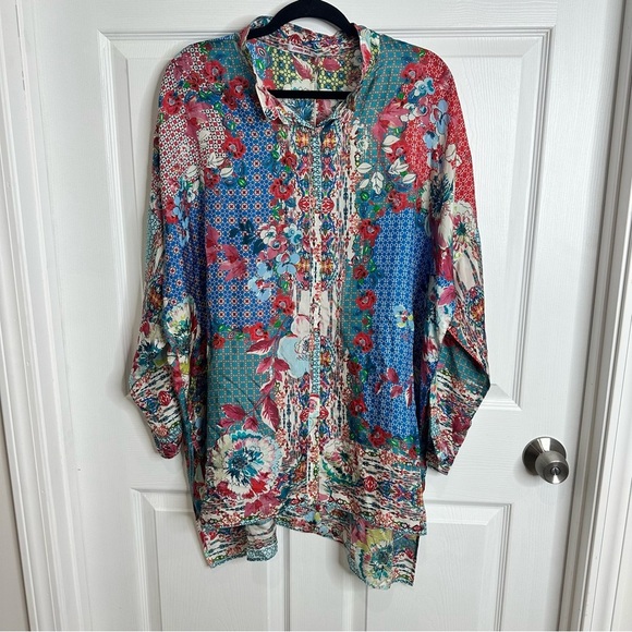 Johnny Was NWT LUBELLO REESE BUTTON DOWN Size XL NWT 100% silk - Picture 4 of 11